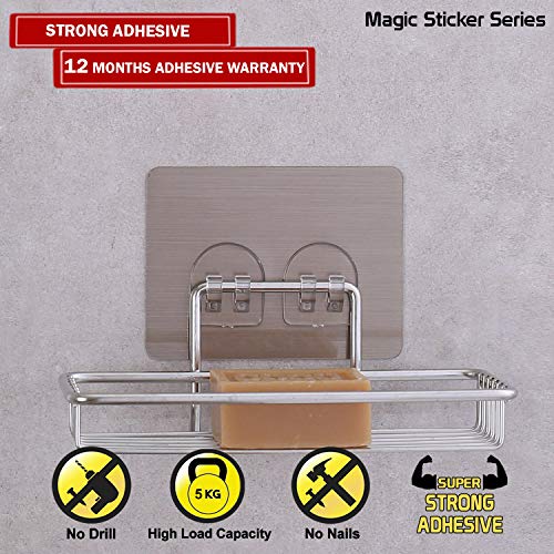 HOKIPO® Magic Sticker Series Self Adhesive Stainless Steel Soap Holder - 16 x 9 cm - Image 2