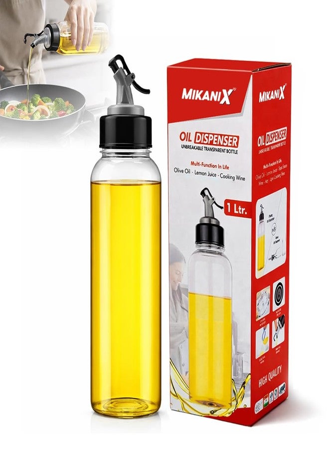 MIKANIX زجاجة موزع زيت ميكانكس سعة 1000 مل مع فوهة صب، عبوة زيت بلاستيكية مانعة للتسرب مع غطاء، زجاجة زيت مطبخ شفافة للطبخ، المطاعم والاستخدام المنزلي - Image 1