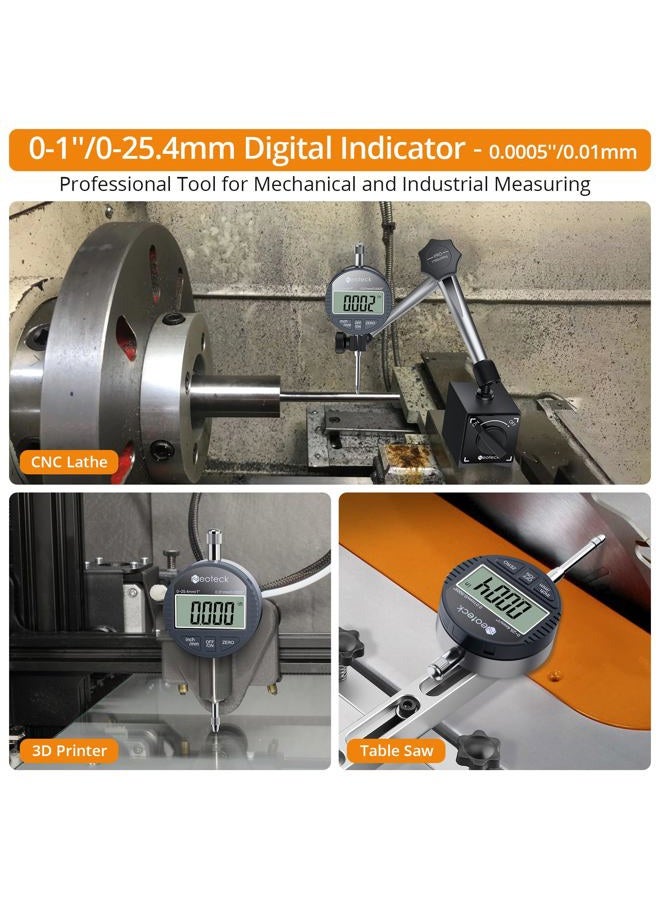 Neoteck مؤشر قرص رقمي إلكتروني DTI 1''/25.4mm | مقياس اختبار مؤشر بروب رقمي عالي الدقة: 0.0005''/0.01mm - رمادي فضي - Image 3