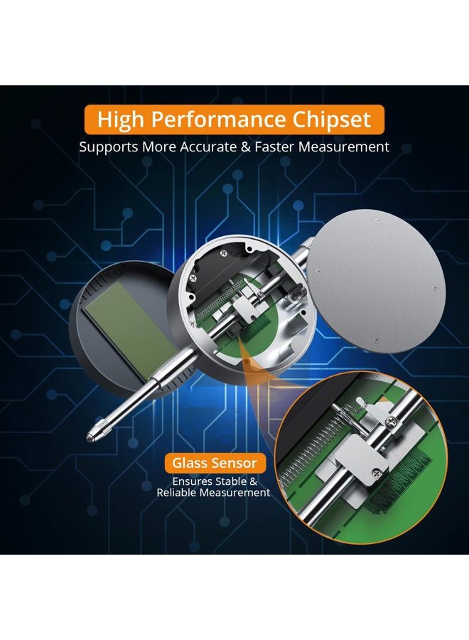 Neoteck مؤشر قرص رقمي إلكتروني DTI 1''/25.4mm | مقياس اختبار مؤشر بروب رقمي عالي الدقة: 0.0005''/0.01mm - رمادي فضي - Image 2