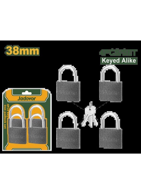 jadever 4Pcs keyalike Iron
padlock set JDPD5444