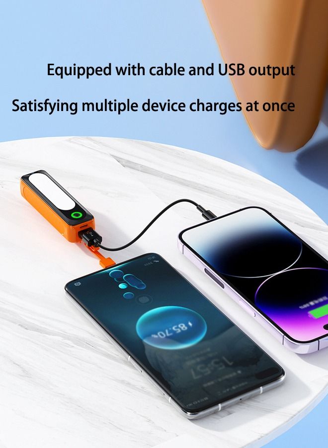 Powerful Power Bank With 5000mAh Fast Charging, Reliable Protection, Samsung Galaxy S22 S23 S21, S20 Android Phones airplane Travel Small Portable Charger with Anti-slip Type-c cable Orange
