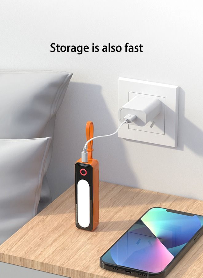 Powerful Power Bank With 5000mAh Fast Charging, Reliable Protection, Samsung Galaxy S22 S23 S21, S20 Android Phones airplane Travel Small Portable Charger with Anti-slip Type-c cable Orange
