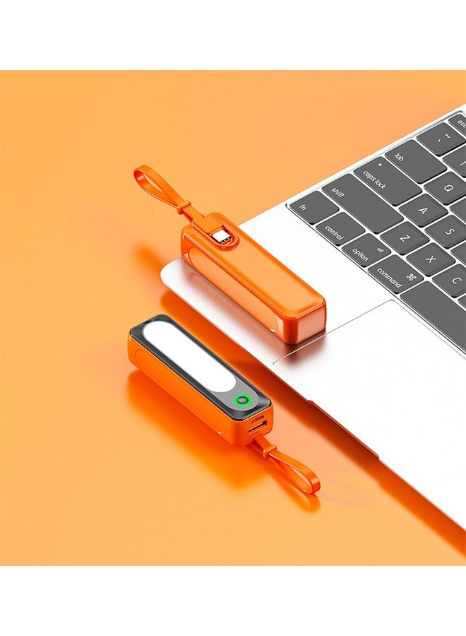 Powerful Power Bank With 5000mAh Fast Charging, Reliable Protection, Samsung Galaxy S22 S23 S21, S20 Android Phones airplane Travel Small Portable Charger with Anti-slip Type-c cable Orange