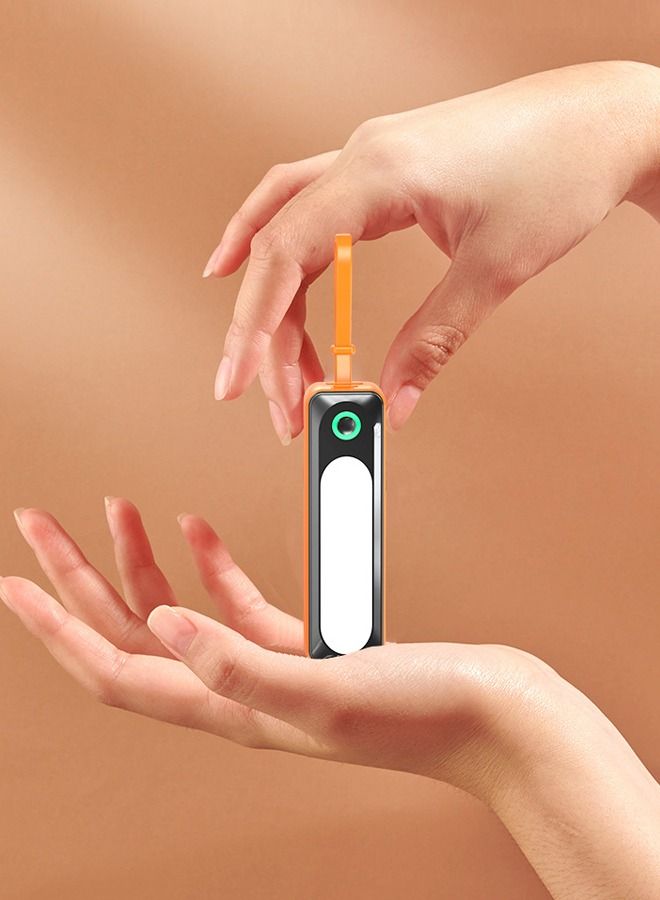Powerful Power Bank With 5000mAh Fast Charging, Reliable Protection, Samsung Galaxy S22 S23 S21, S20 Android Phones airplane Travel Small Portable Charger with Anti-slip Type-c cable Orange