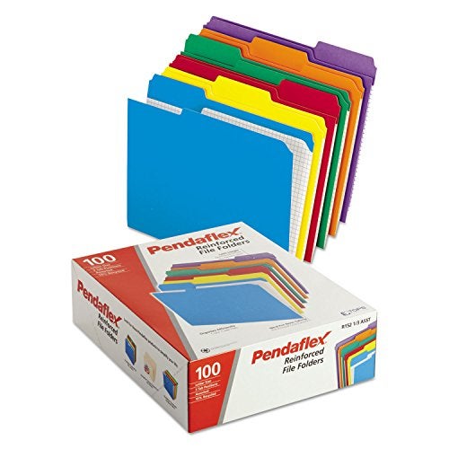 Pendaflex Color File Folders with Interior Grid, Letter Size, Assorted Colors, 1/3 Cut, 100/BX (R152 1/3 ASST) - Image 2