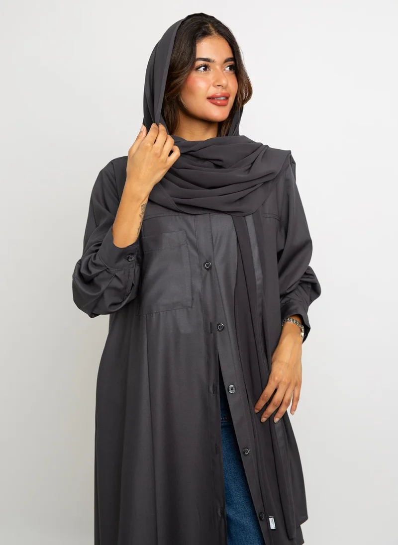 Kaafmeem Gray Shirt Abaya