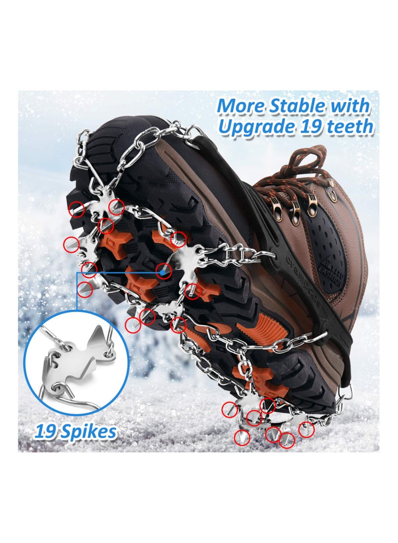 SYOSI Non-Slip Shoe Cover, Ice Snow Grips, Crampons Spike Shoes Ice Traction Cleats Anti Slip Boots Spikes for Footwear with 19 Stainless Steel Spikes for Walking Jogging Climbing Hiking Moutaineering - Image 2