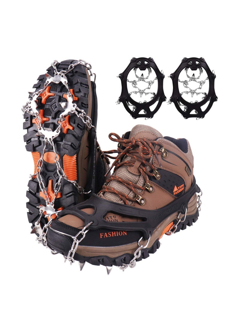 SYOSI Non-Slip Shoe Cover, Ice Snow Grips, Crampons Spike Shoes Ice Traction Cleats Anti Slip Boots Spikes for Footwear with 19 Stainless Steel Spikes for Walking Jogging Climbing Hiking Moutaineering - Image 1