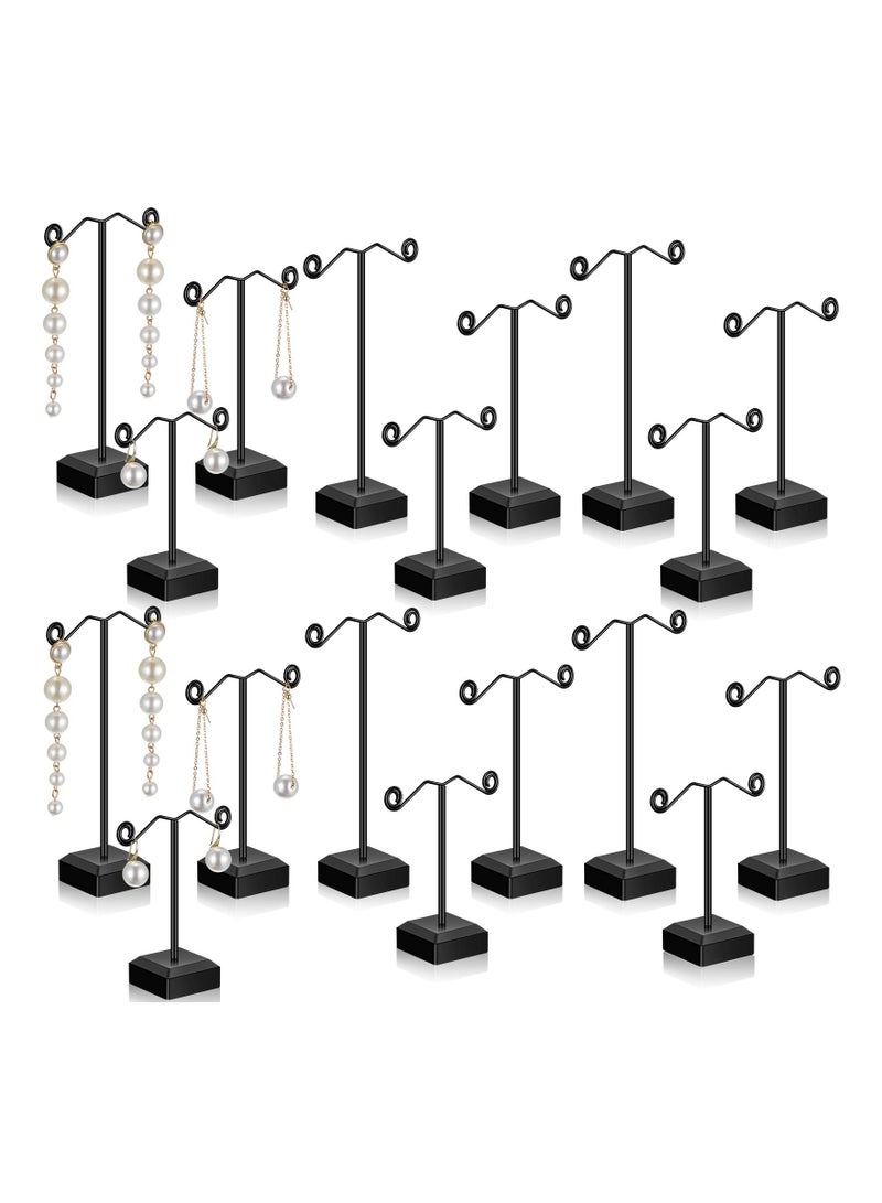 18 Pcs Metal Earring Holder Earring Display Stand  T Bar Earring Organizer Countertop Earring Hanger Hanging Jewelry Towers with Acrylic Base, Three Sizes 3.5 Inch 4.2 Inch 5 Inch (Black) - Image 1