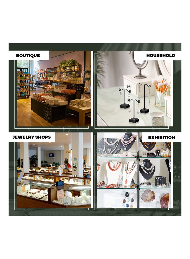 18 Pcs Metal Earring Holder Earring Display Stand  T Bar Earring Organizer Countertop Earring Hanger Hanging Jewelry Towers with Acrylic Base, Three Sizes 3.5 Inch 4.2 Inch 5 Inch (Black) - Image 4