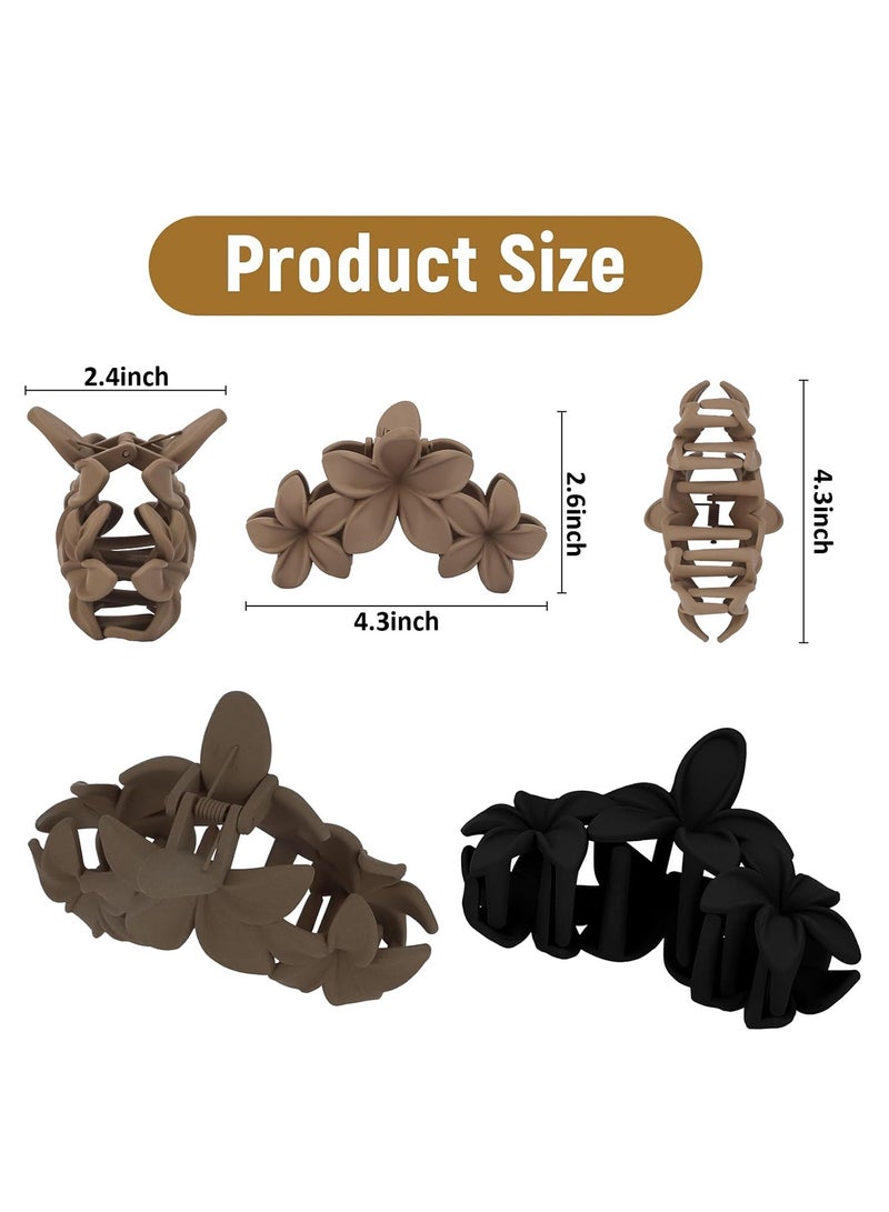 4-Piece Large Flat Hair Clips Set for Women & Girls - 4.3 Inch Non-Slip Lay Down Claw Clips, Matte Neutral Alligator Clips for Thick & Thin Hair, Strong Hold Hair Accessories - Image 4