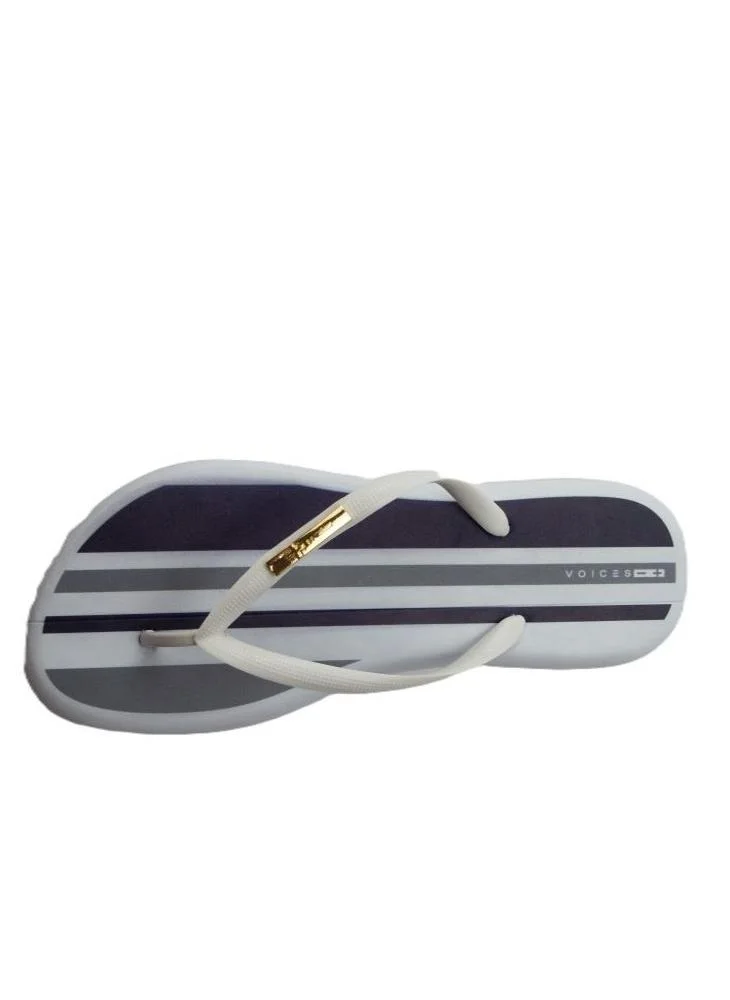 Voices Boat Estampa Women'S Flip Flops With Printed Sole Design And Matching Brand Design Strap - White