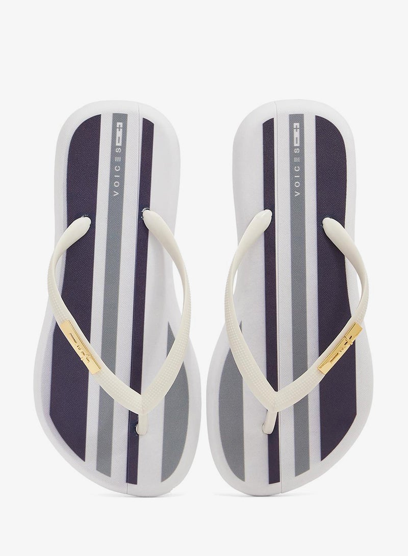 Voices Boat Estampa Women'S Flip Flops With Printed Sole Design And Matching Brand Design Strap - White - Image 4