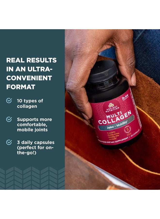 Ancient Nutrition أقراص الكولاجين لدعم المفاصل، كبسولات متعددة الكولاجين 45 حبة، دعم المفاصل + الحركة، تدعم المفاصل، البشرة والأظافر، استعادة النشاط بعد التمرين، مناسبة للباليو والكيتو، خالية من الغلوتين - Image 3