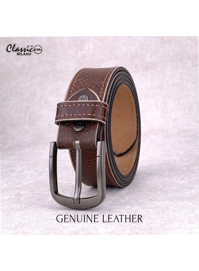 Classic Milano Genuine Leather Belt for Men - Semi-Casual & Party Wear Belt for Jeans, Casual Outfits, and Gifts - Black, Brown & Tan Men’s Belt - Image 3