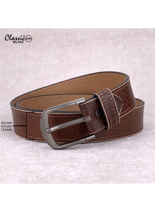 Classic Milano Genuine Leather Belt for Men - Semi-Casual & Party Wear Belt for Jeans, Casual Outfits, and Gifts - Black, Brown & Tan Men’s Belt - Image 5