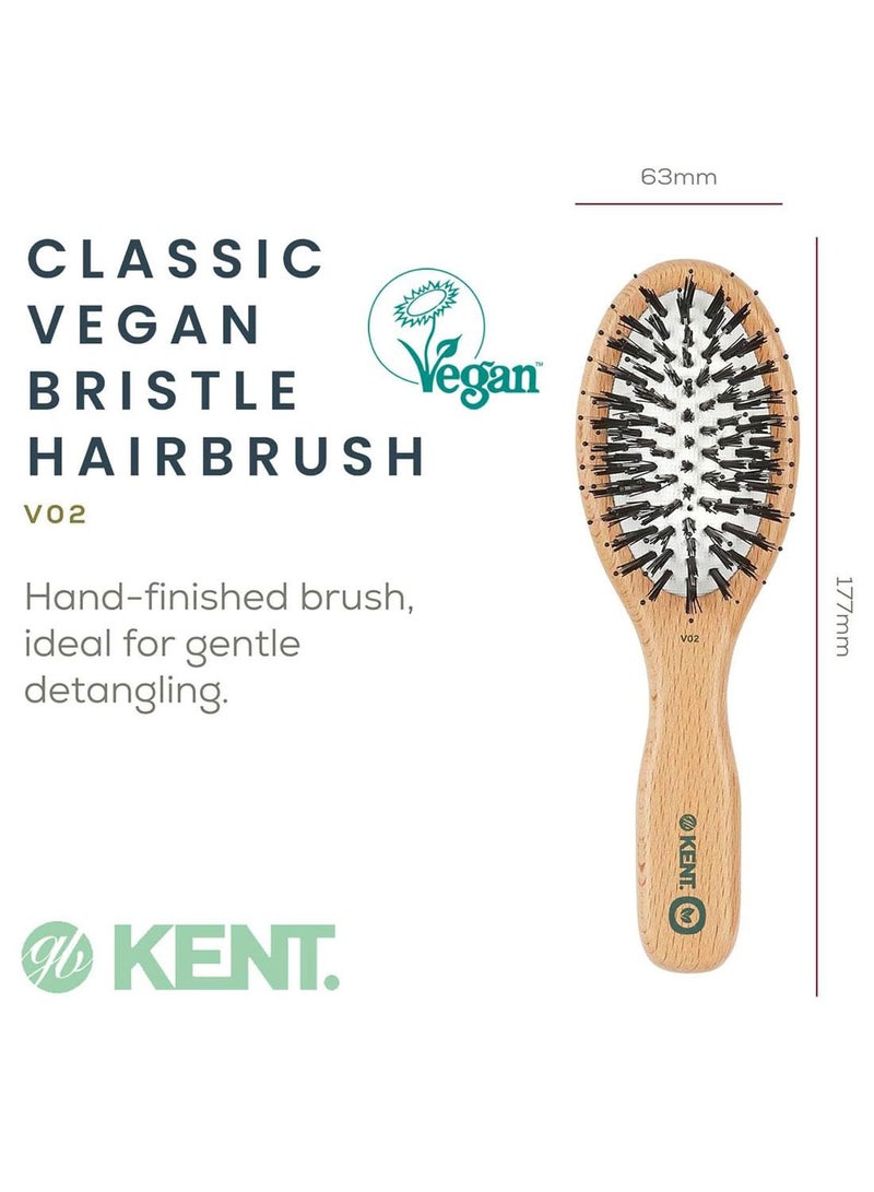 KENT V02 Small Cushion Vegan Hairbrush - Nylon and Plant-Based Bristle Brush for Detangling, Shine and Smoothing - Cruelty-Free, Eco-Friendly - Image 2