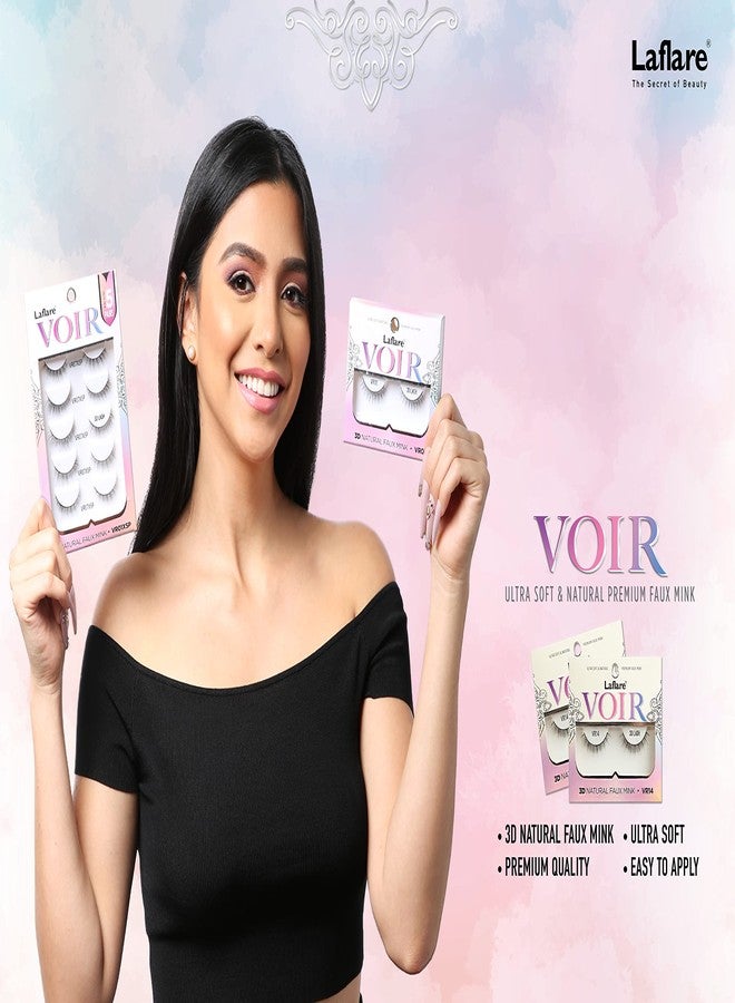 Laflare 3D Nature Faux Mink VOIR Eyelashes, Ultra Soft, Light, Wispy, Knitted, Natural Looking, Reusable, Professional Easy to Apply Eyelashes - 3 PACKS BUNDLE SPECIAL (VR09x3) - Image 3