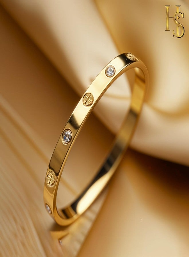 HighSpark Gold Bracelet for Women | 18K Gold Plated Stainless Steel Gold Bracelet | Lovely Gift for Women - CZ Plus - Image 4
