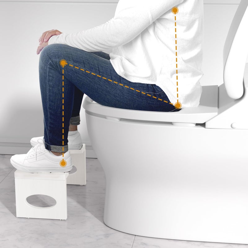 ROMGUAR CRAFT 7 Inch Bamboo Toilet Stool  Foldable Poop Stool  Bathroom Step Stool Squat (White) - Image 3
