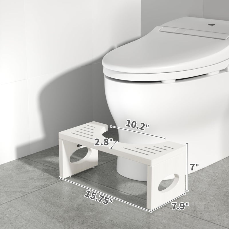 ROMGUAR CRAFT 7 Inch Bamboo Toilet Stool  Foldable Poop Stool  Bathroom Step Stool Squat (White) - Image 5