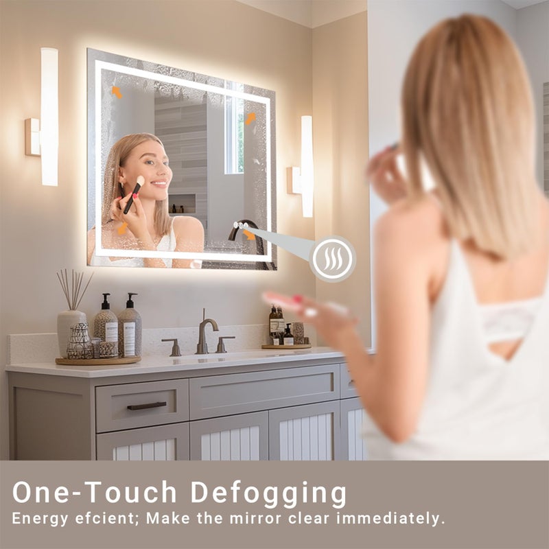 AFMMFA 24"x 32" LED Bathroom Mirror with Stepless Dimmable, Backlight Wall Mirrors with Anti-Fog Bathroom Digital Mirror for Wall, 3 Color Modes, Memory Function Smart Mirror - Image 5