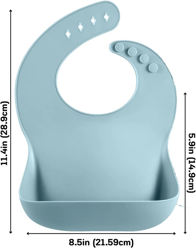 PandaEar Silicone Baby Feeding Set  11PCS Baby Led Weaning Supplies Self Feeding Utensils  Divided Suction Plate Bowl Bibs Sippy Cup with Baby Food Pouch Snack Container Spoons Forks Blue - Image 4