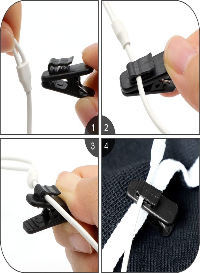 MUZHI Headphone Clip,Small Cable Clothing Clips,Earbud Clip to Keep Earphone/Microphone Cord in Place for 1.5mm Wire Diameter Round Wire Earphone 1 Inch Length,20Pcs (Black) - Image 4
