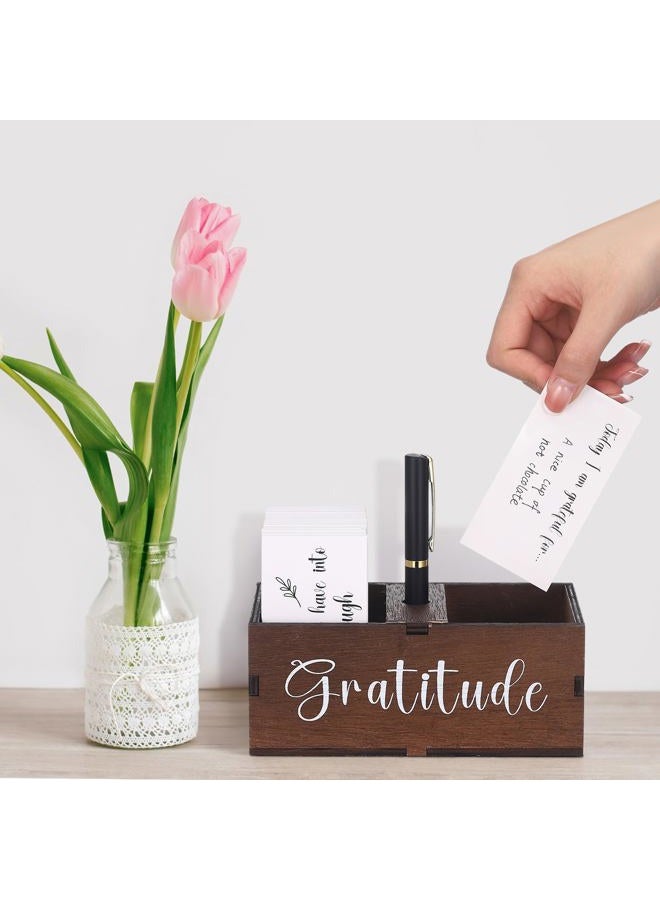 Clabby Gratitude Jar Include 200 Cards 1 Pen 1 Blessing Jar Wood Box Practice Thankful Appreciation Gratitude Note Cards Kit for Mother's Day Families Friends Employee Coworkers(Dark Brown) - Image 5