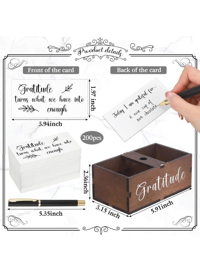 Clabby Gratitude Jar Include 200 Cards 1 Pen 1 Blessing Jar Wood Box Practice Thankful Appreciation Gratitude Note Cards Kit for Mother's Day Families Friends Employee Coworkers(Dark Brown) - Image 2