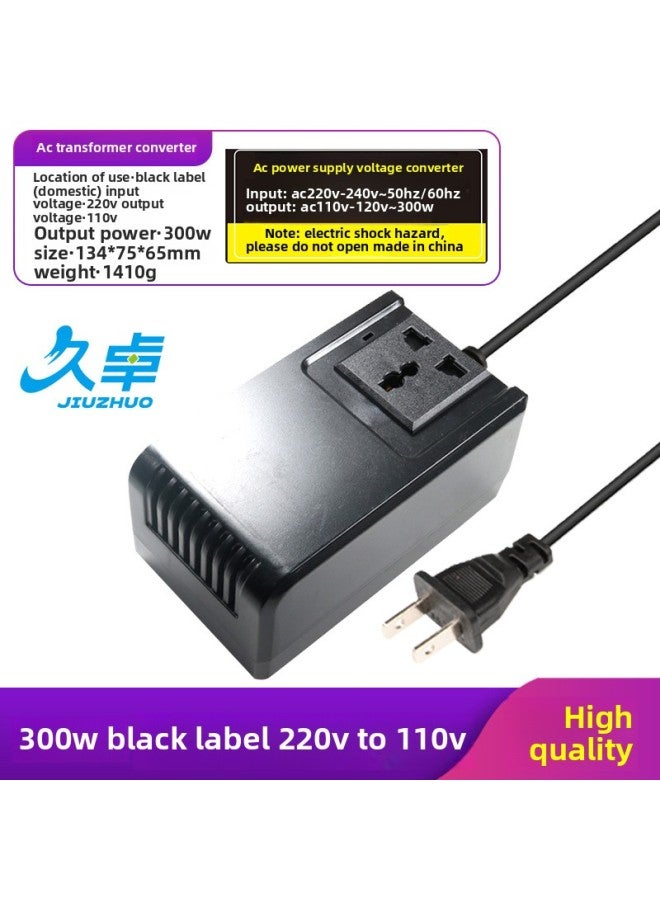 Voltage Converter 110V To 220V Power Transformer Small Household Appliances 220V To 110V Charging Conversion Adapter-Color:Domestic Use 220 To 110v 300w Black Label Three-hole Universal Plug Arrival
