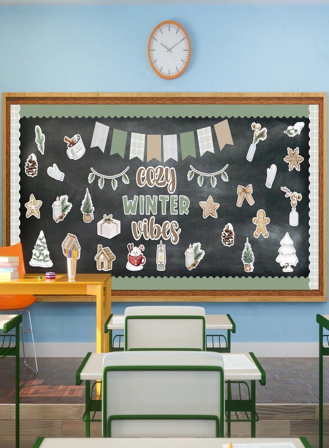 CPicdn 109Pcs Cozy Winter Vibes Bulletin Board Classroom Decoration Set, Christmas Snowflake Snowman Cookies Cutouts Name Tags, Watercolor Boho Holiday School Classroom Chalkboard Supplies Wall Decor - Image 4