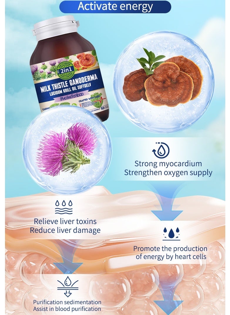 DHOP Milk Thistle, Ganoderma Lucidum and Krill Oil Gel Candy, Nourishes Liver, Protects Heart 2 in 1 30 pieces  - Image 4