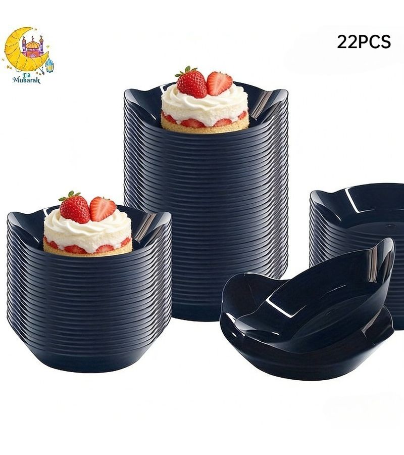 22 Piece Black Mini Sushi Plates And Salad Bowls Set For Sauces And Desserts - Image 1