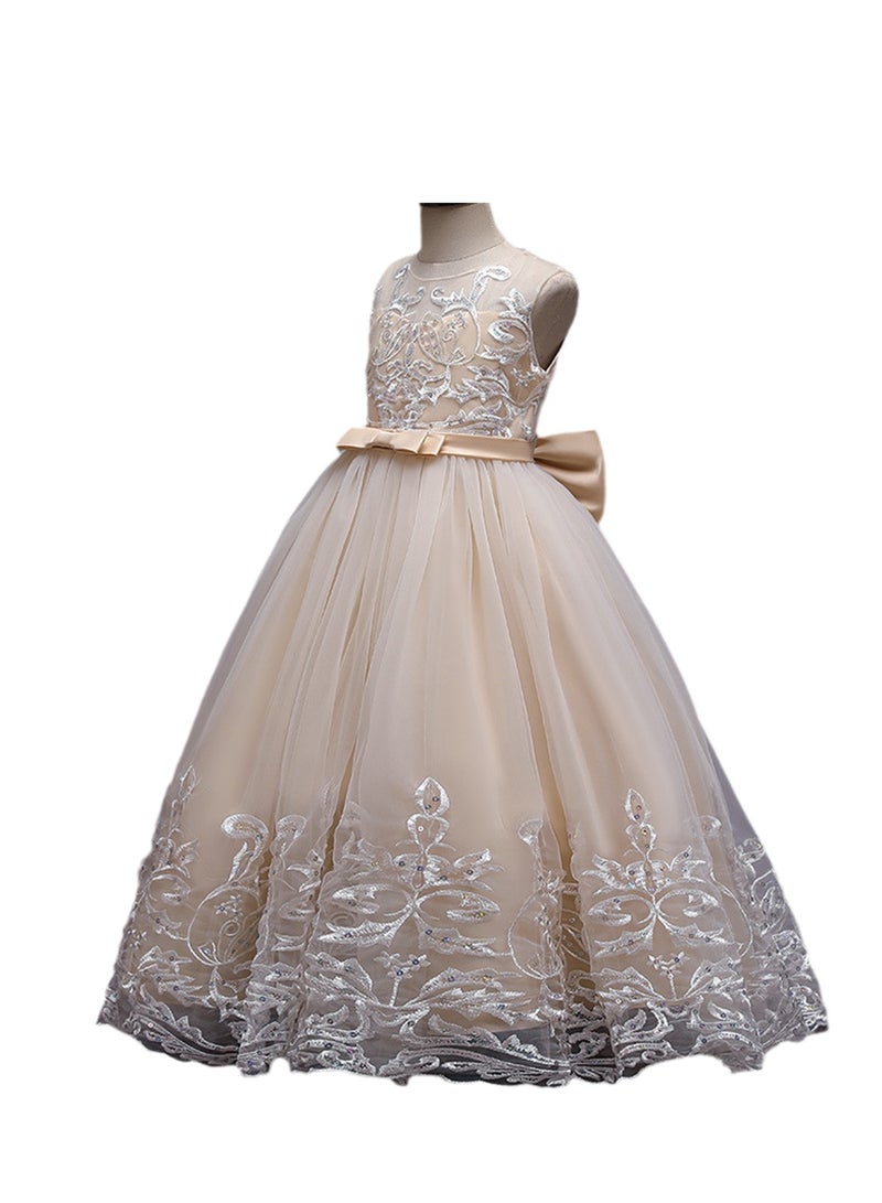 Girls Dress Sleeveless Mesh Performance Host Princess Dress Costumes - Image 1