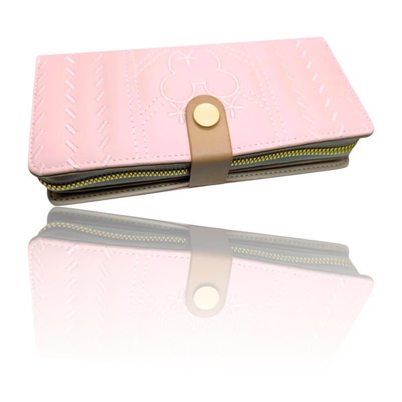 A luxurious multifunctional fold Wallet for Women 1 Zipper Large Capacity carry many cards, Hand New Korean design Phone Wallet card holder, handbag premium quality (Pink 26) - Image 1