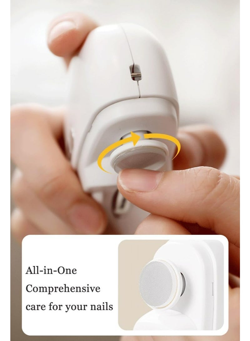 Electric Baby Nail Clippers,2-in-1 Emeralune Electric Polishing Automatic Nail Clippers Pro with Light Trimmer Nail Cutter Manicure for Baby Elderly Care Tool,Elecctric Nail Trimmer  - Image 2