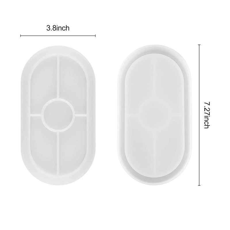 BEATURE 2 Pieces DIY Tray Silicone Resin Mold - Oval Jewelry Making Molds, Clear Epoxy Resin Casting Mold for DIY Jewelry Container Ring Trinket Storage Plate Mould with Resin, Handmade Soap Etc  - Image 3