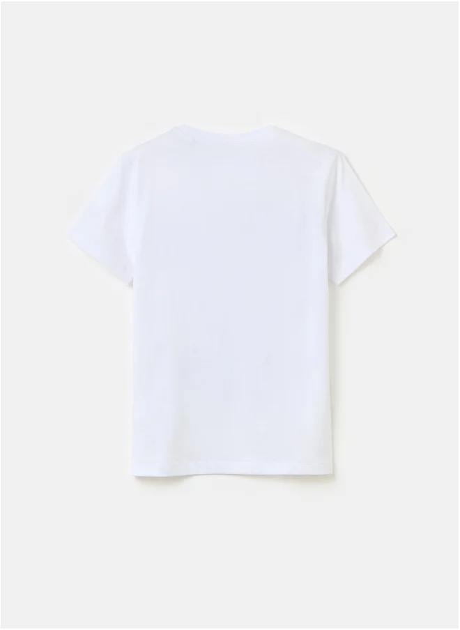 او في اس Printed cotton T-shirt