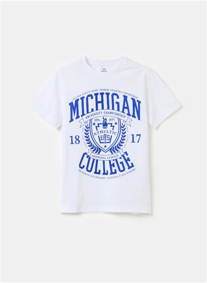 او في اس Printed cotton T-shirt