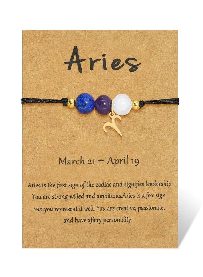 nylry Healing Crystal Zodiac Bracelets for Women Men 12 Constellation Bracelet Natural Stone Chakra Zodiac Sign Beaded Bracelets Astrology Birthday Healing Crystals Jewelry Gifts-Aries - Image 1