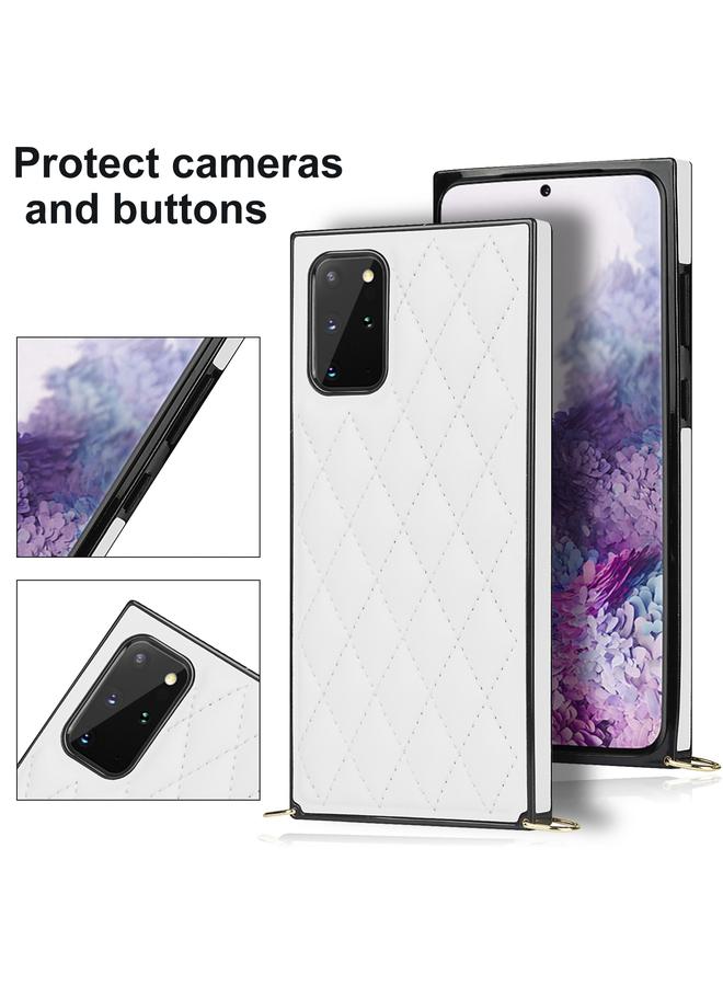 S-TOP Case For Samsung Galaxy S20 Elegant Rhombic Pattern Microfiber Leather +TPU Shockproof Case with Crossbody Strap Chain - Image 3