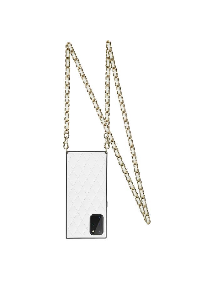 S-TOP Case For Samsung Galaxy S20 Elegant Rhombic Pattern Microfiber Leather +TPU Shockproof Case with Crossbody Strap Chain - Image 2