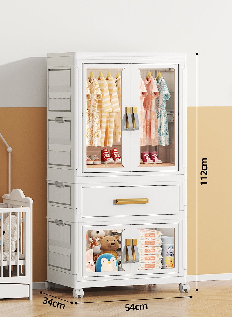 أولييرو خزانة بلاستيكية قابلة للطي 54×34×112 سم مع خزانة ملابس واحدة وخزانة تخزين واحدة ودرج واحد - Image 2