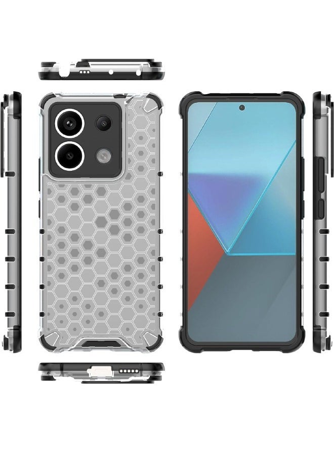Redmi Note 13 5G (Not 4G) Case Cover, Beehive Style Design, Four Corners Anti-Fall Full Body Shockproof Case for Redmi Note 13 5G, Black/Clear  - Image 2
