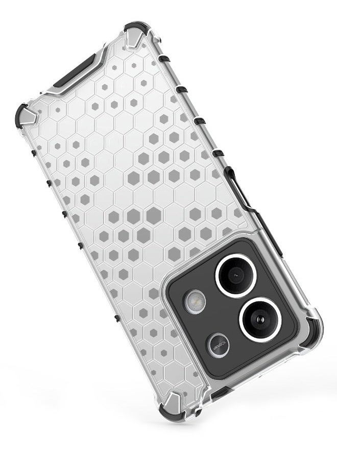 Redmi Note 13 5G (Not 4G) Case Cover, Beehive Style Design, Four Corners Anti-Fall Full Body Shockproof Case for Redmi Note 13 5G, Black/Clear  - Image 5