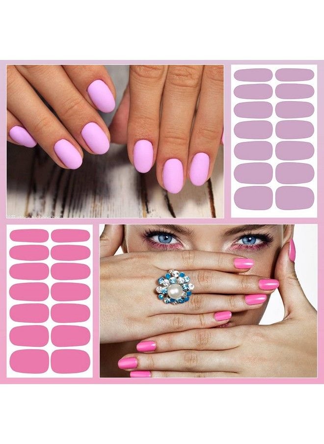 DANNEASY - 16 Sheets Nail Polish Stickers Solid Color Full Nail Wraps Self Adhesive Nail Polish Strips For Women Acrylic Nail Art With 1Pc Nail File Cuticle Stick (Pink Red) - Image 1