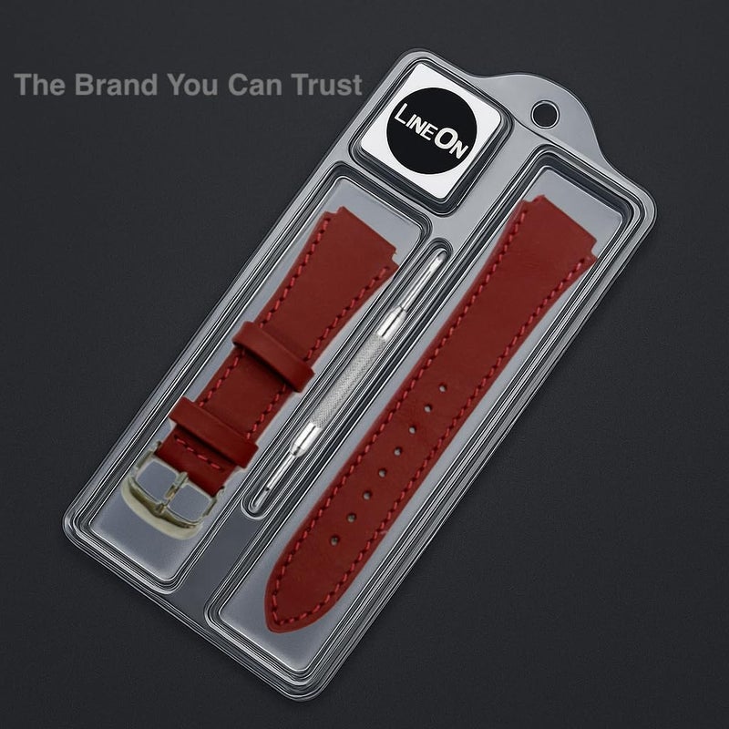 Lineon 18mm Genuine Leather Watch Strap Cut Pattern Specially Compatible With CASIO Royale AE-1200WH AE 1200 WH with Tool - Image 2