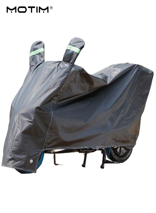 Motim 210D Motorcycle Cover with Ear Protection, Waterproof Sun Outdoor UV Protection with Reflective Strips, Motorbike Cover All Season Universal Weather, 4XL Motorcycles Vehicle Cover (295*140*110cm) - Image 1